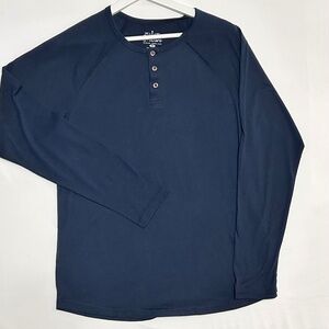 Fresh Clean Tees / Threads Men’s Long Sleeve Henley Dark Blue Various Sizes